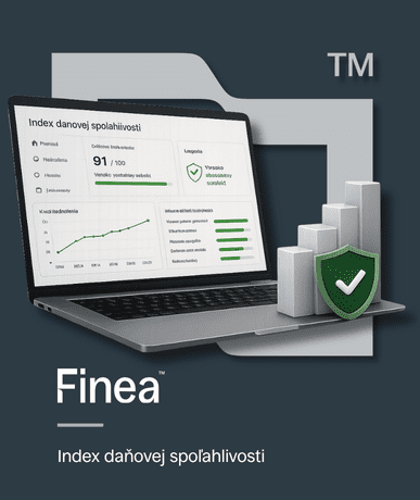 Index daňovej spoľahlivosti – vizualizácia hodnotenia firmy na notebooku