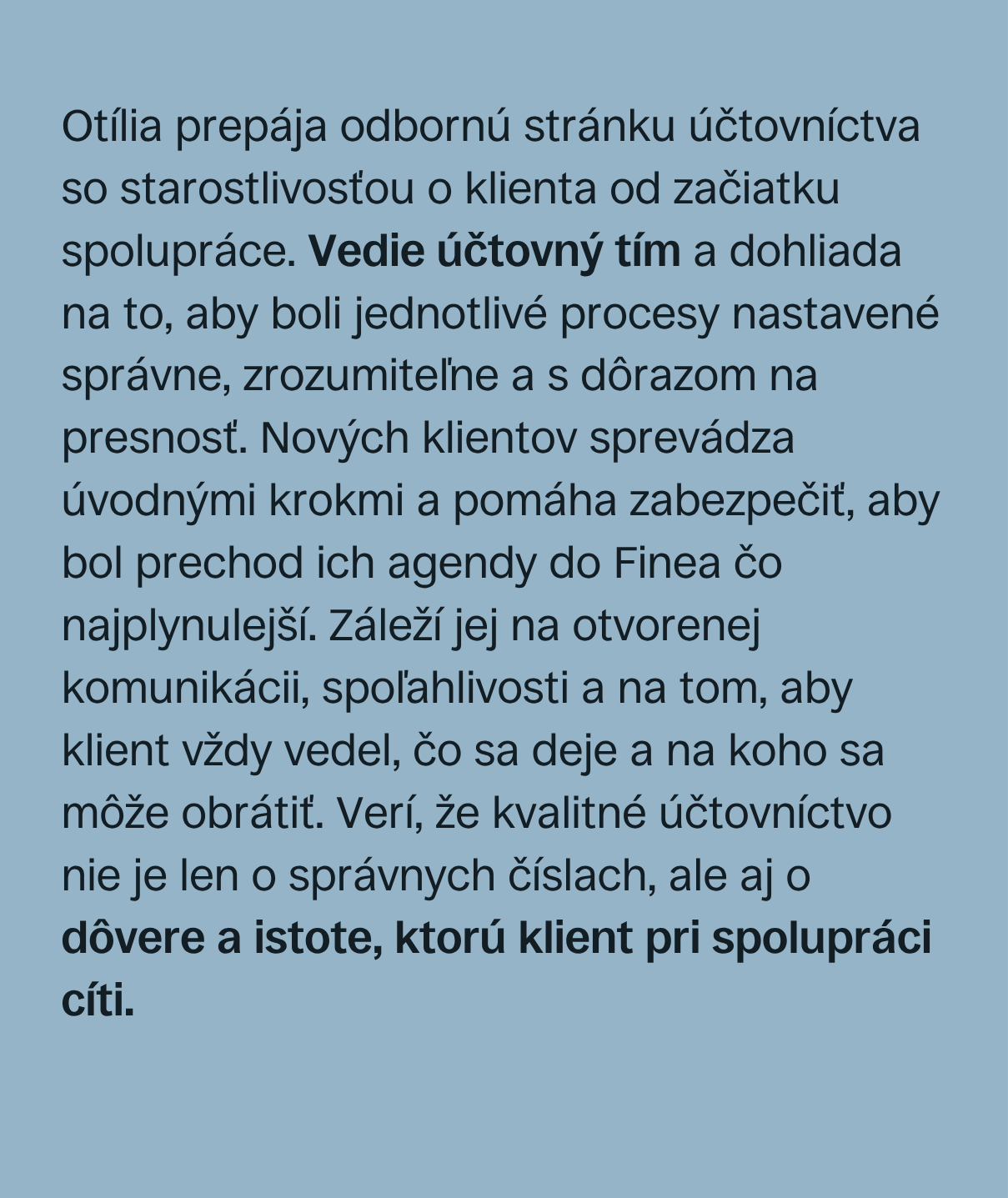 Otília Englerová vedie účtovný tím a onboarding nových klientov vo Finea