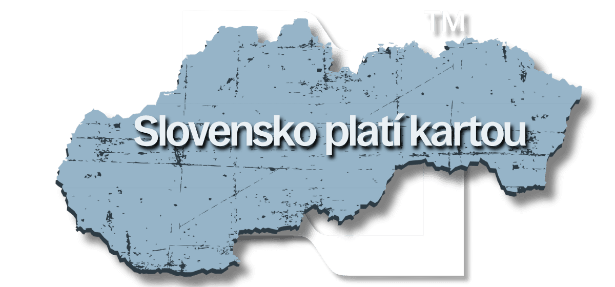 Mapa Slovenska s textom Slovensko platí kartou, ilustrujúca prechod na bezhotovostné platby od roku 2026