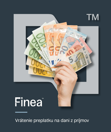 Vrátenie preplatku na dani z príjmov – grafika Finea s rukou držiacou eurobankovky